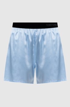 Голубые шорты из шелка