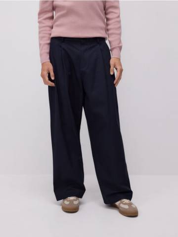 Reserved - Штани вільного крою з лляної суміші - темно-синій - 8366H-59X