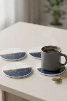 Підставки під чашки з мармуровим візерунком 4 pack - сіро-зелений