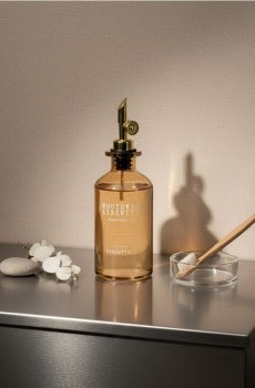 Скляна пляшка для ополіскувача рота з дозатором - нюдовий