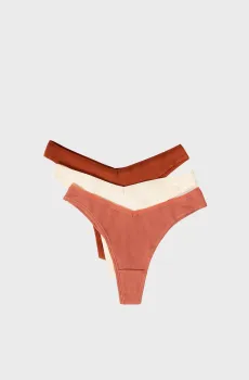 Женские трусики-танга (3 шт) JOHN Разноцветный M Etam 6539634