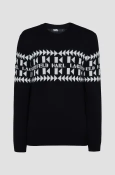 Мужской черный шерстяной свитер Черный XXL Karl Lagerfeld 534399.655022;990