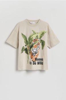 Reserved - Бавовняна футболка з принтом - бежевий - 906HR-08X