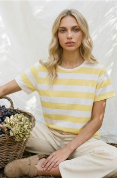 Бавовняна футболка в смужку - yellow jeans