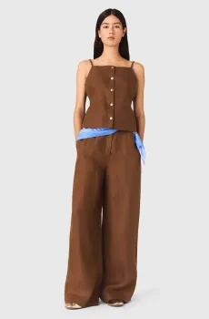 Женский коричневый льняной жилет Коричневый 34 MAJE MFPTO01350_Brown