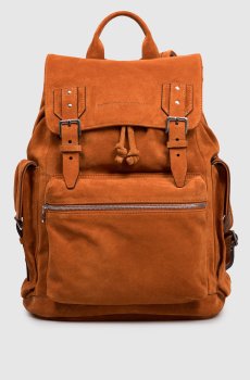 Коричневый замшевый рюкзак с логотипом