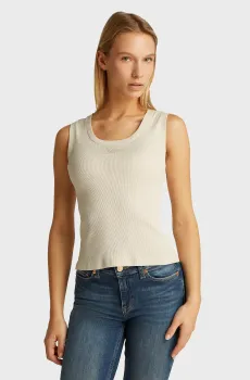 Женская бежевая майка SLIM SCRIPT Бежевый L Tommy Jeans DW0DW21369