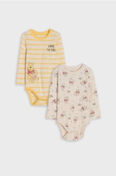 Бавовняні боді з принтом Winnie the Pooh 2 pack - кремовий