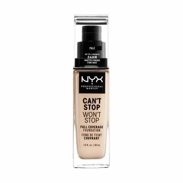 Стойкая тональная основа для лица NYX Professional Makeup Cant Stop Wont Stop Full Coverage Foundation, 01 Pale, 30 мл Стойкая тональная основа для лица NYX Professional Makeup Cant Stop Wont Stop Full Coverage Foundation, 01 Pale, 30 мл