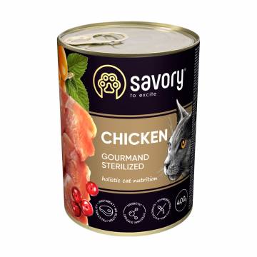 Влажный корм для стерилизованных кошек Savory Cat Can Adult Sterilised с курицей, 400 г Влажный корм для стерилизованных кошек Savory Cat Can Adult Sterilised с курицей, 400 г