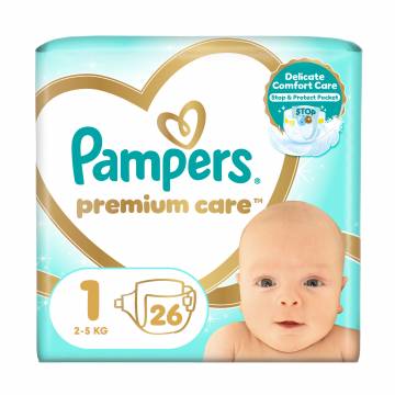 Подгузники Pampers Premium Care размер 1 (2-5 кг), 26 шт Подгузники Pampers Premium Care размер 1 (2-5 кг), 26 шт