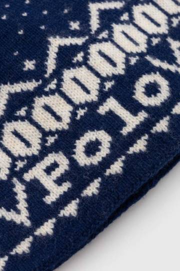 Шерстяная шапка Polo Ralph Lauren цвет синий из тонкого трикотажа шерсть Шерстяная шапка Polo Ralph Lauren цвет синий из тонкого трикотажа шерсть