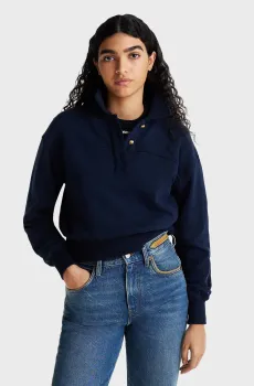Женская темно-синяя спортивная кофта GOLD BTN POLO Синий L Tommy Hilfiger WW0WW44081