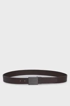Мужской коричневый кожаный ремень PLAQUE BUCKLE  3.5 Коричневый 90 Tommy Hilfiger AM0AM12064