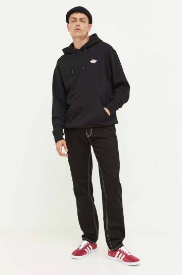 Хлопковая кофта Dickies мужская цвет чёрный с капюшоном однотонная Хлопковая кофта Dickies мужская цвет чёрный с капюшоном однотонная