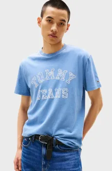 Мужская голубая футболка TJM REG PAISLEY COLLEGE Голубой S Tommy Jeans DM0DM20773