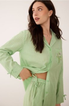 Reserved - Бавовняний піжамний комплект - свіжий зелений - 121HQ-76X