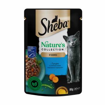 Влажный корм для кошек Sheba Natures Collection с тунцом, льняным маслом, морковью и горошком, в соусе, 85 г Влажный корм для кошек Sheba Natures Collection с тунцом, льняным маслом, морковью и горошком, в соусе, 85 г