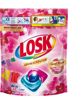 Капсулы для стирки Losk Ароматерапия, с эфирными маслами и ароматом малайзийского цветка, 22 стирки, 22 шт