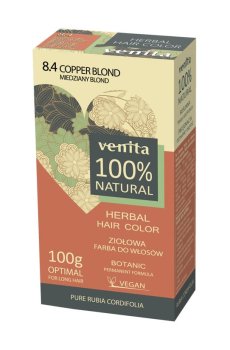 Растительная краска для волос Venita Natural Herbal Hair Color 100% Natural 8.4 Copper Blond, 100 г