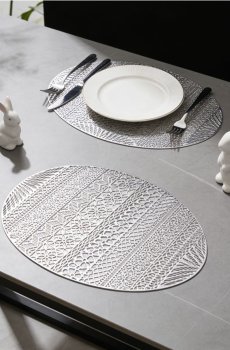 Великодні підкладки на стіл у формі яйця, набір 2 шт. - срібний