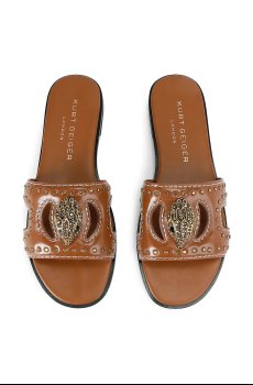 Кожаные шлепанцы Kurt Geiger London Eagle Stud Cut Out Flat