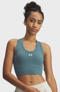 Женский бирюзовый топ Vanish Seamless Mid Bra Бирюзовый S Under Armour 1384419-587