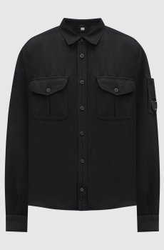 Черная рубашка с леном с патчем