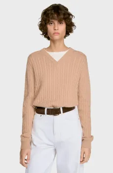 Женский бежевый шерстяной джемпер Бежевый L Sandro SFPPU02933_Beige