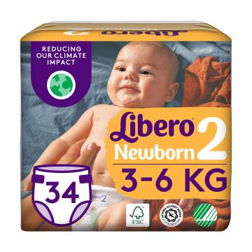 Подгузники Libero Newborn размер 2 (3-6 кг), 34 шт Подгузники Libero Newborn размер 2 (3-6 кг), 34 шт