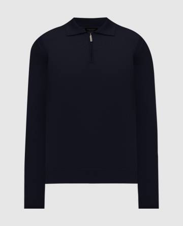 Голубое поло из кашемира и шелка с логотипом