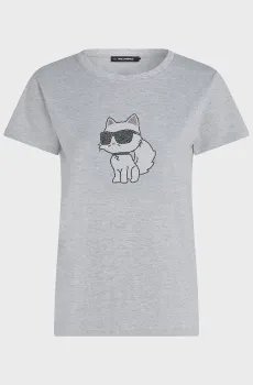 Женская серая футболка IKON KL x Choupette Серый L Karl Lagerfeld A3W17110