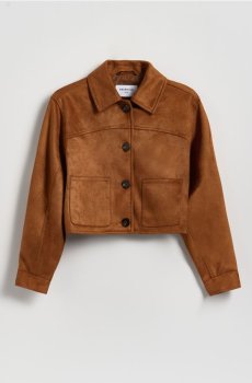 Reserved - Коротка куртка зі штучної замші - золотисто-коричневий - 430HR-82X