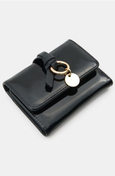 Маленький гаманець зі штучної лакованої шкіри - чорний