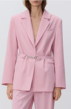 Reserved - Піджак з декоративним поясом - пастельний рожевий - 918HF-03X