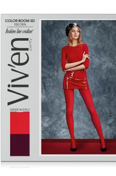 Колготки женские Viven petty Color Boom 3D, 100 DEN, красные, размер 3