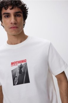 Reserved - Комфортна футболка з принтом - кремовий - 966HL-01X