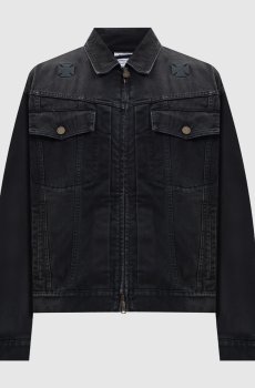 Черная джинсовая куртка с вышивкой