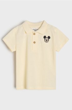 Поло футболка з декоративною вишивкою Mickey Mouse - кремовий