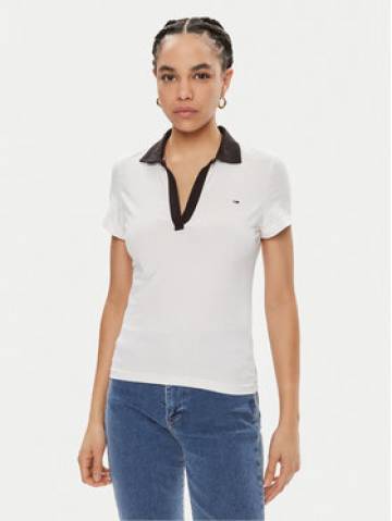 Tommy Jeans Поло Contrast DW0DW17225 Білий Slim Fit Tommy Jeans Поло Contrast DW0DW17225 Білий Slim Fit