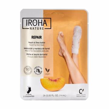 Восстанавливающая маска-носки для ног Iroha Nature Repair Peach & Shea Butter Repairing Foot Mask с персиком и маслом ши, 2*9 мл Восстанавливающая маска-носки для ног Iroha Nature Repair Peach & Shea Butter Repairing Foot Mask с персиком и маслом ши, 2*9 мл