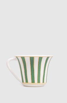 Белая фарфоровая чашка для кофе Striche Verdi e Oro