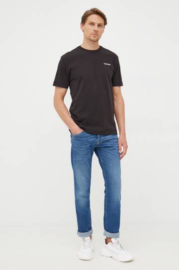 Хлопковая футболка Calvin Klein цвет чёрный однотонный Хлопковая футболка Calvin Klein цвет чёрный однотонный