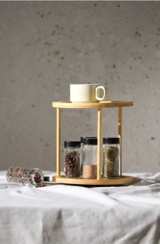 Обертовий кухонний органайзер із бамбука - бежевий