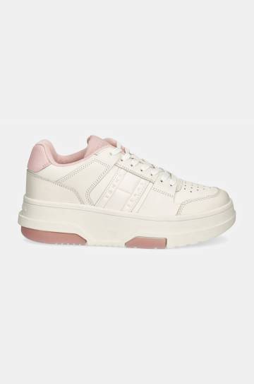 Кожаные кроссовки Tommy Jeans THE BROOKLYN FLATFORM цвет белый EN0EN02592 Кожаные кроссовки Tommy Jeans THE BROOKLYN FLATFORM цвет белый EN0EN02592