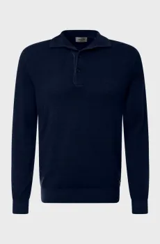 Мужское темно-синее шерстяное поло Синий L Pierre Cardin PC.-C5 50704.5037