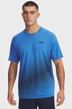 Мужская голубая футболка UA Tech Fade SS Голубой XL Under Armour 6005916-402