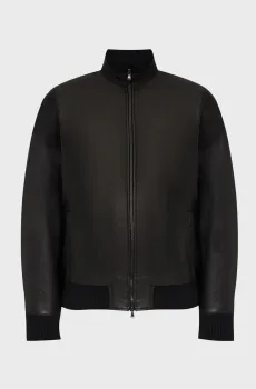 Мужская черная кожаная куртка Черный 58 Barba Napoli FOX 51210-99