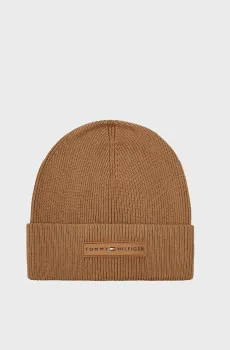 Мужская коричневая шапка TH SKYLINE BEANIE Коричневый ONESIZE Tommy Hilfiger AM0AM11495