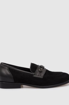 Детские черные замшевые лоферы